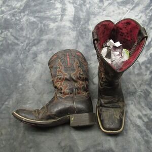 Ariat Womens 6B Sidekick Boots‎ Western Cowboy Riding Brown Leather Square Toe